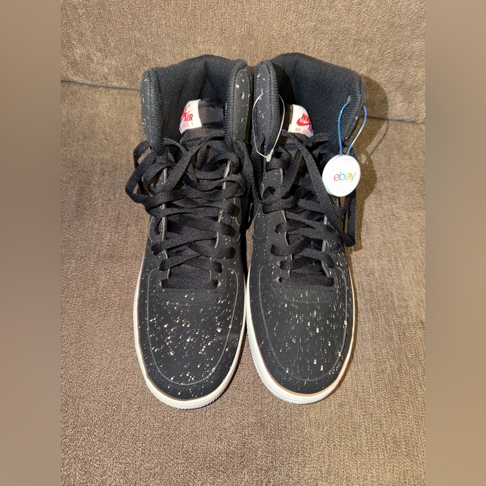 Nike Black High-Top Sneakers with White Paint Splatter Size 13